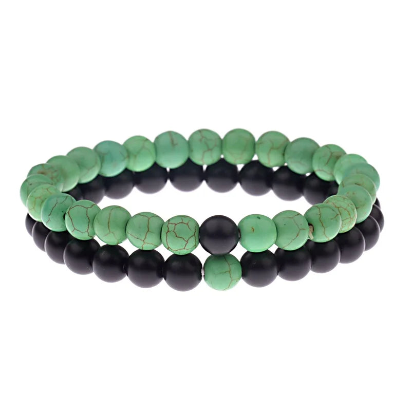 Couples Distance Bracelet Natural Wood Stone White and Black Yin Yang Beaded Bracelets for Men Women Best Friend Valentine's Day