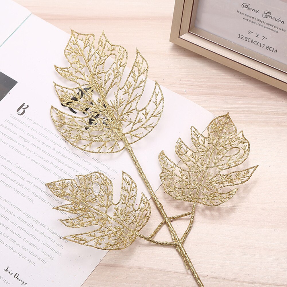 DIY Xmas Tree Garland Hanging Decor Christmas Tree Decor Christmas Hollow Christmas Glitter Tree Branches Simulated Leaves
