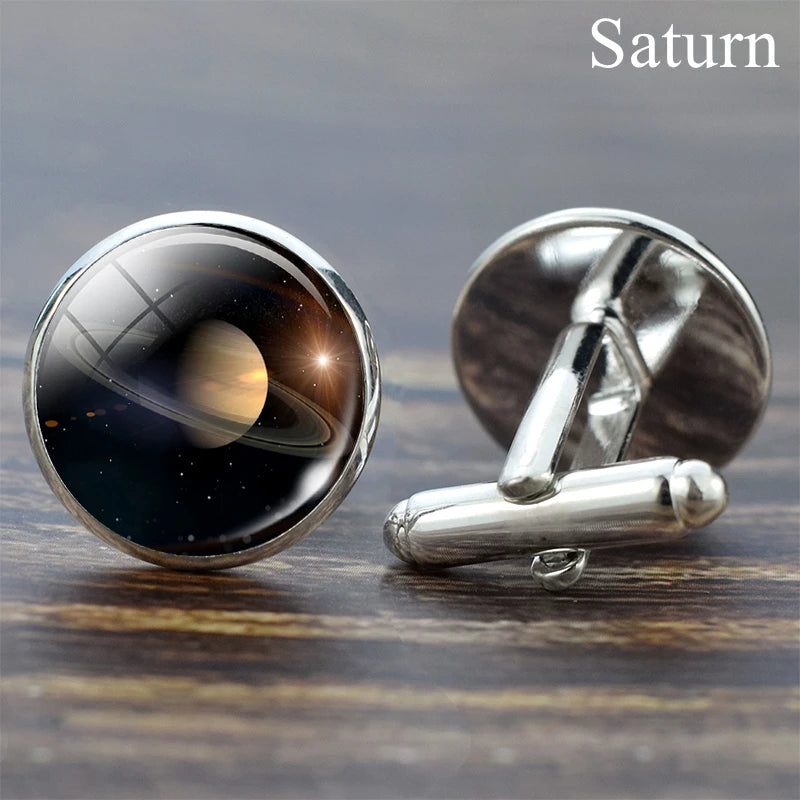 Moon Solar System Planet Cufflinks Best Man Cufflinks Men Wedding Cufflinks Universe Galaxy Nebula Suit Shirt Cuff Links