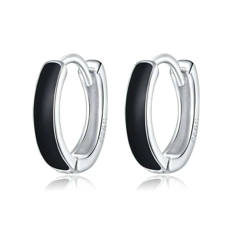 WOSTU 925 Sterling Silver Classic Round Silver Hoop Earrings Authentic Clear Zircon Earrings for Women Jewelry CQE498