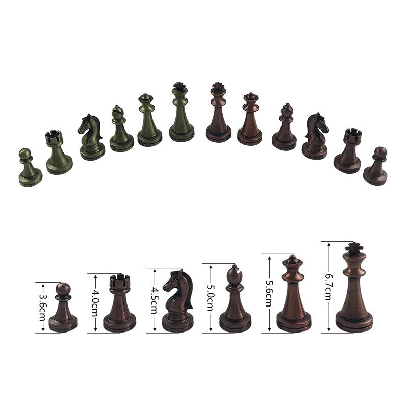 Classic Zinc Alloy Chess Pieces Wooden Chessboard Chess Game Set With King Height 6.7cm Outdoor Game High Quality Chess Yernea