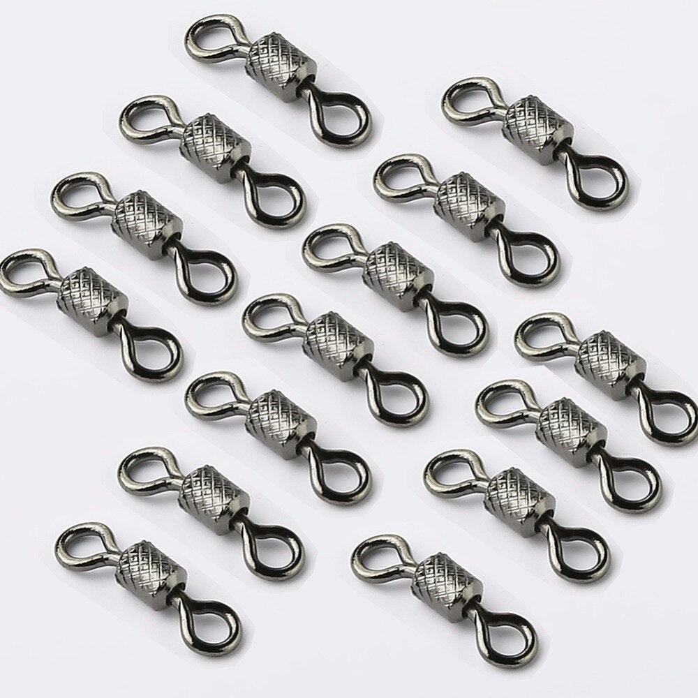 50pcs/Box Stainless Steel Fishing Connector Barrel Swivel Rolling Ball Sinker Tool Tackle Goods for Fly Fishing Hook Lure