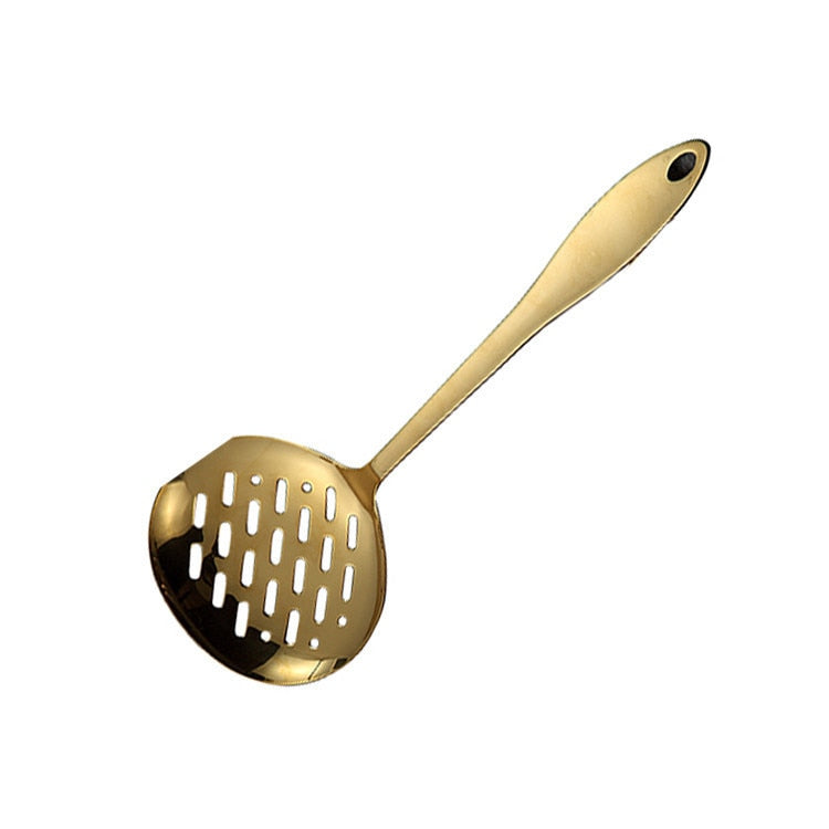 1PC Gold Stainless Steel Cooking Tools Spoon Fried Shovel Colanda Whitefly Cocina Utensilios Spatula Ladle Spatula Kitchenware