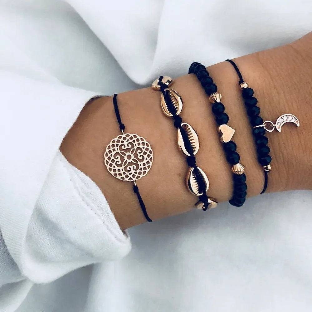 Boho Rope Bracelets & Bangles for Women Bohemian Beaded Charm Bracelet Femme Se Multilayer Jewelry Accessories Bijoux