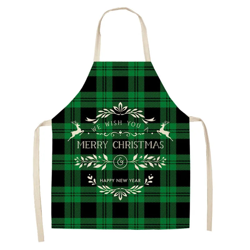 Linen Merry Christmas Apron Christmas Decorations for Home Kitchen Accessories Natal Navidad 2023 New Year Christmas