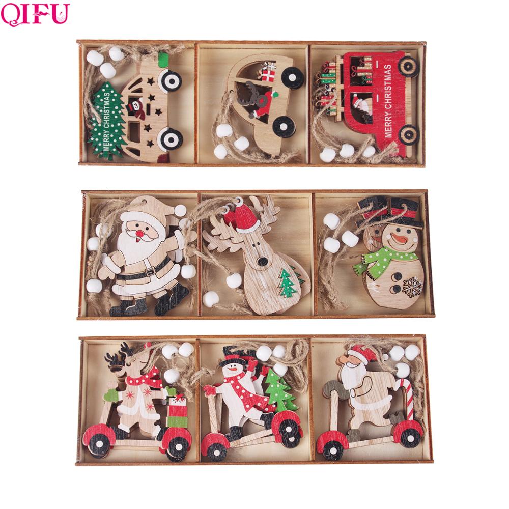Wooden Christmas Pendant Merry Christmas Decor for Home 2023 Navidad Ornaments C