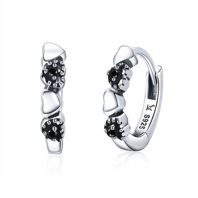 WOSTU 925 Sterling Silver Classic Round Silver Hoop Earrings Authentic Clear Zircon Earrings for Women Jewelry CQE498