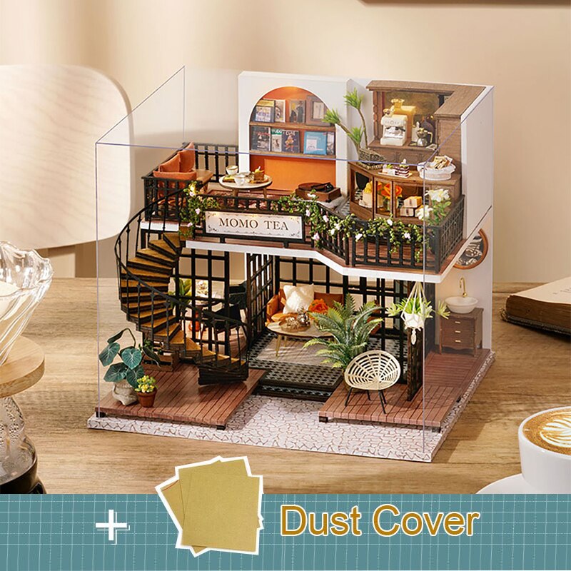 Cutebee DIY DollHouse Kit Wooden Doll Houses Forest Teashop With Furniture Kit Toys for Children Christmas