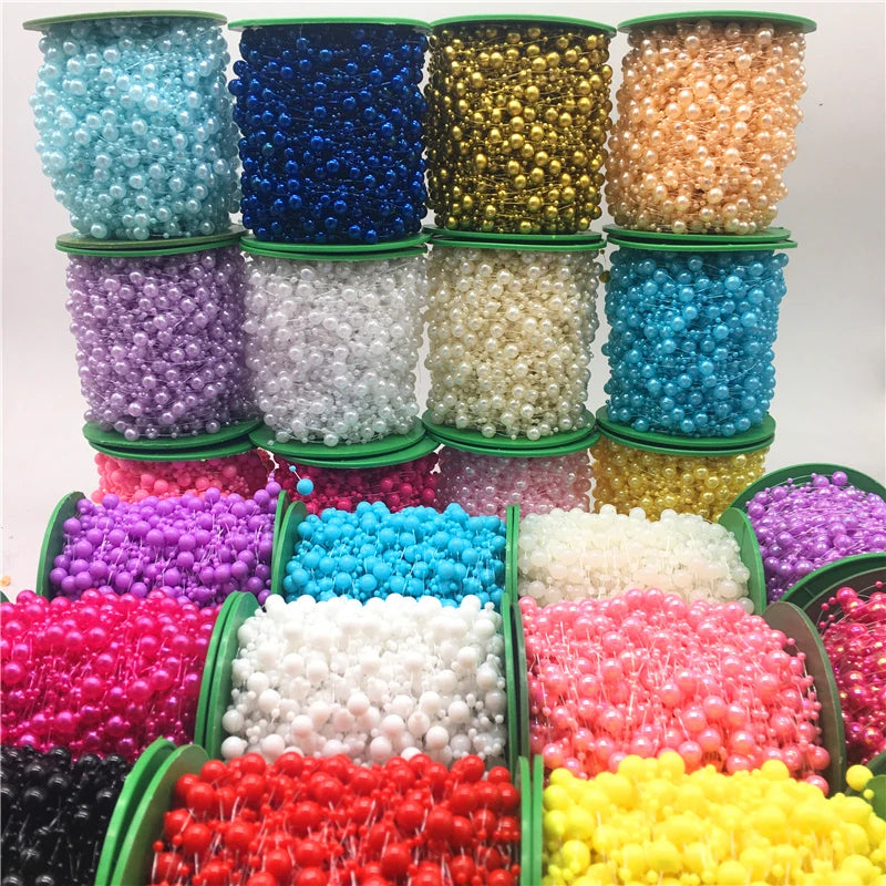 5yards Fishing Line Artificial Pearls Beads Chain Garland Flowers Wedding Christmas Decoration Brides Headgear 3mm 8mm Beads
