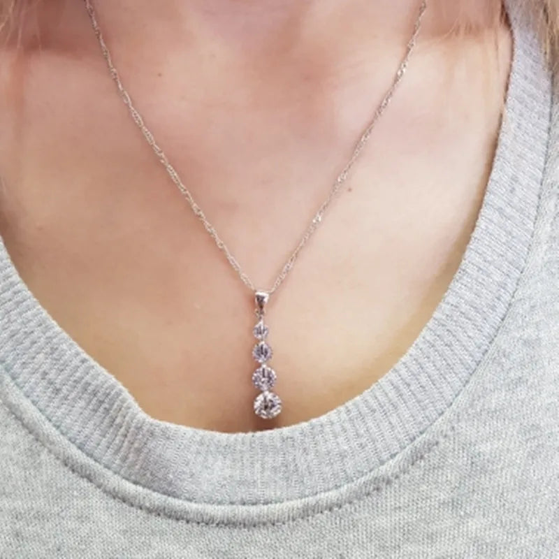 Exquisite Real 925 Sterling SilverBridal Jewelry Sets Long Style Austrian Crystal Necklaces Earrings Wedding Accessory