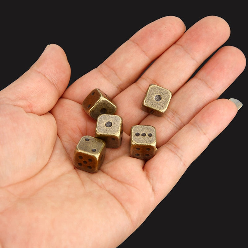 13*13mm Dice 5 PCS/Set Gold/Silver Metal Funny Dice Standard Six Sided Decider Board Game Acessorios