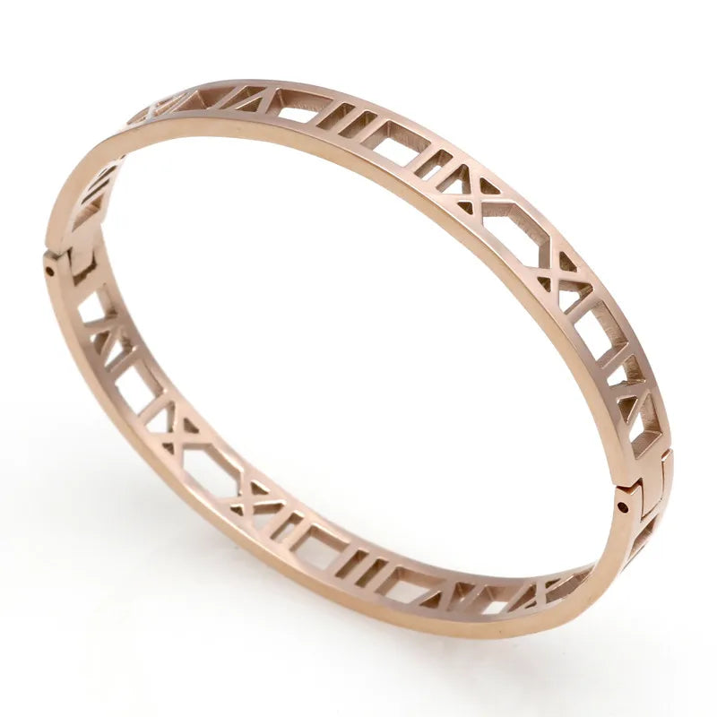 Delicate Hollow Roman Numeral Bracelets & Bangles Titanium Steel Bangle Fine Jewelry for Women Vacuum Plating Bangle