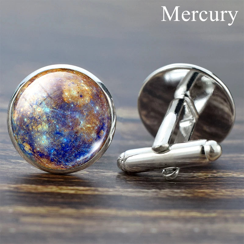 Moon Solar System Planet Cufflinks Best Man Cufflinks Men Wedding Cufflinks Universe Galaxy Nebula Suit Shirt Cuff Links
