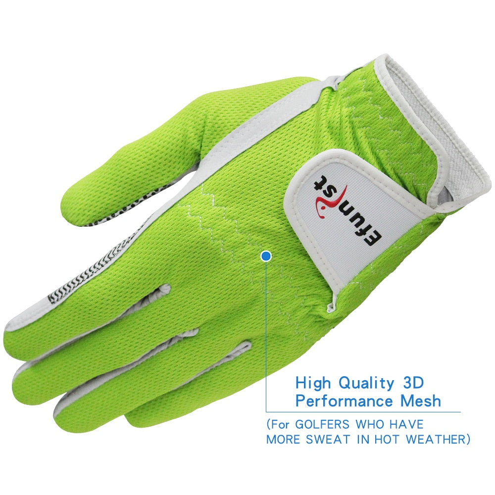 Pack 1 Pcs/Pair Efunist Golf Glove Men Left Hand Breathable Green 3D Performance Mesh Non-Slip Micro Fiber Golf Gloves Mens Man