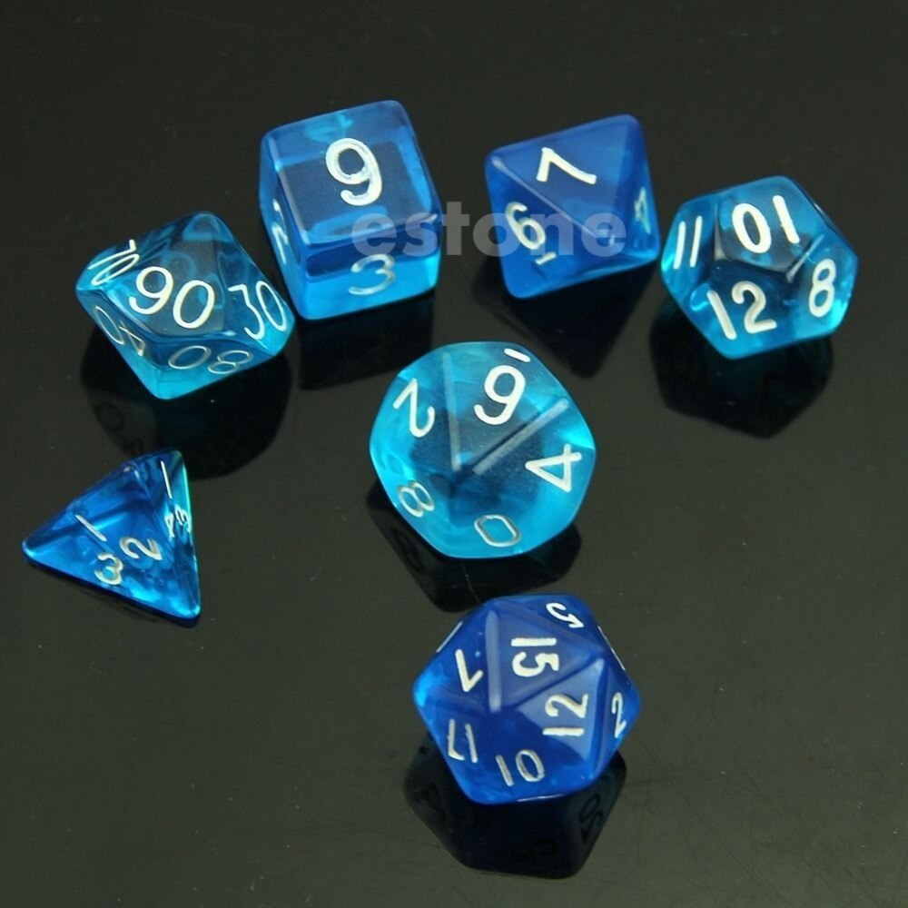 1 Set of 7 Sided Dice D4 D6 D8 D10 D12 D20 for Dice Board Game