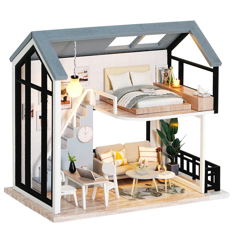CUTEBEE Doll House Miniature DIY Dollhouse With Furnitures Wooden House Casa Diorama Toys for Children Birthday