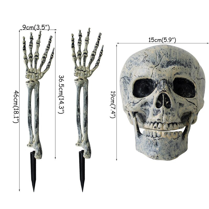 Halloween Prop Skull Skeleton Horror Tombstone Skull Gauze Decoration Halloween Home Garden Decor Haunted House Scary Party