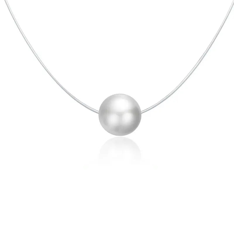 Bamoer Silver Invisible Chain Necklaces Pendants Rhinestone Choker Necklaces Transparent Fishing Line Collier Femme SCN332