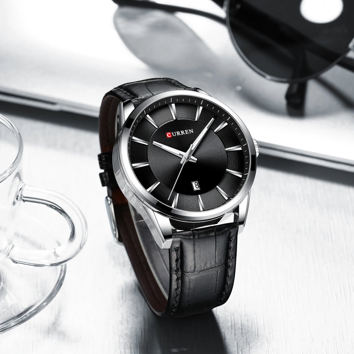 CURREN Quartz Watches for Men Leather Strap Male Wristwatches Top Luxury Brand Business Men's Clock 45 Mm Reloj Hombres