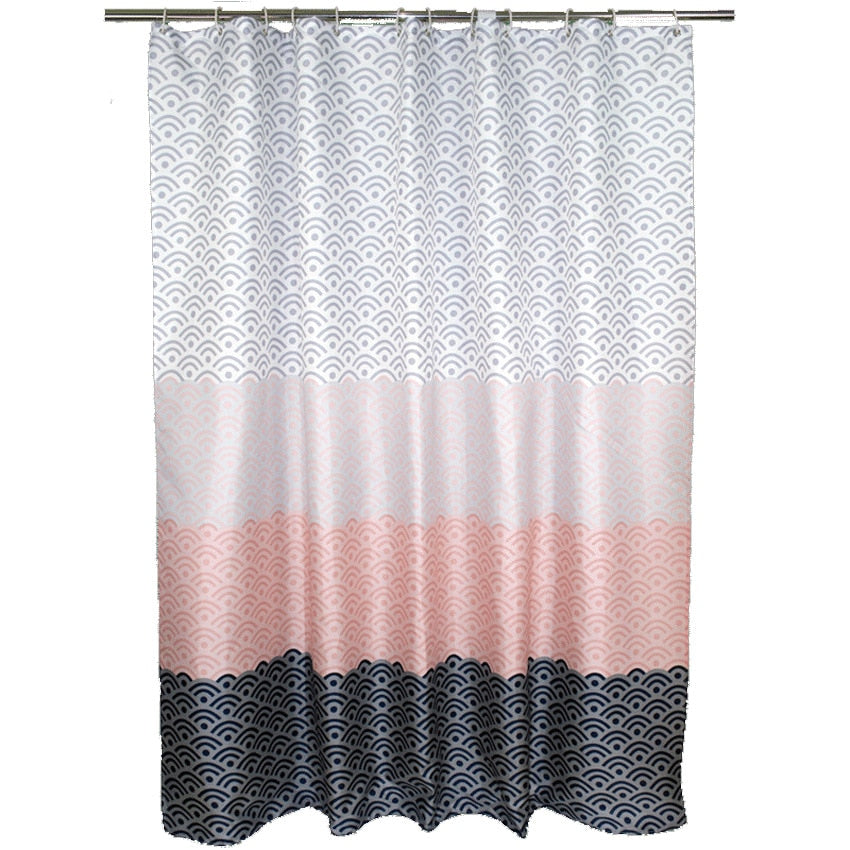 Nordic Shower Curtain Geometric Color Block Bath Curtains Bathroom for Bathtub Bathing Cover Extra Large Wide 12pcs Hooks