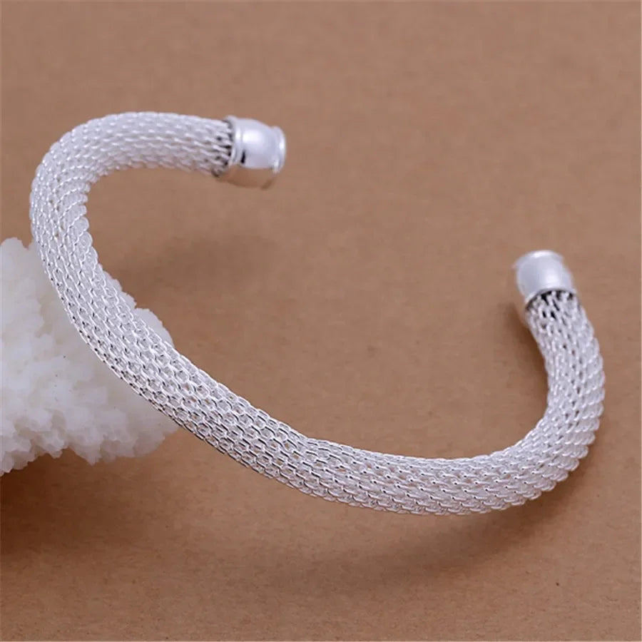 925 Silver Color Exquisite Luxury Gorgeous Fashion Wedding Women Lady Bracelet Bangle Charm Stamped Nice Birthday