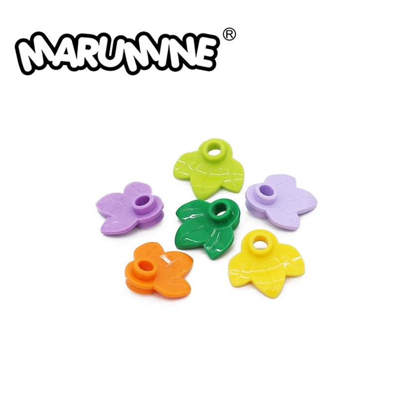 MARUMINE 100PCS Pumpkin Leaf Idea Stalk Grass Flower 32607 Part Classic Bricks Pieces Construction MOC Blocks Educational Toys