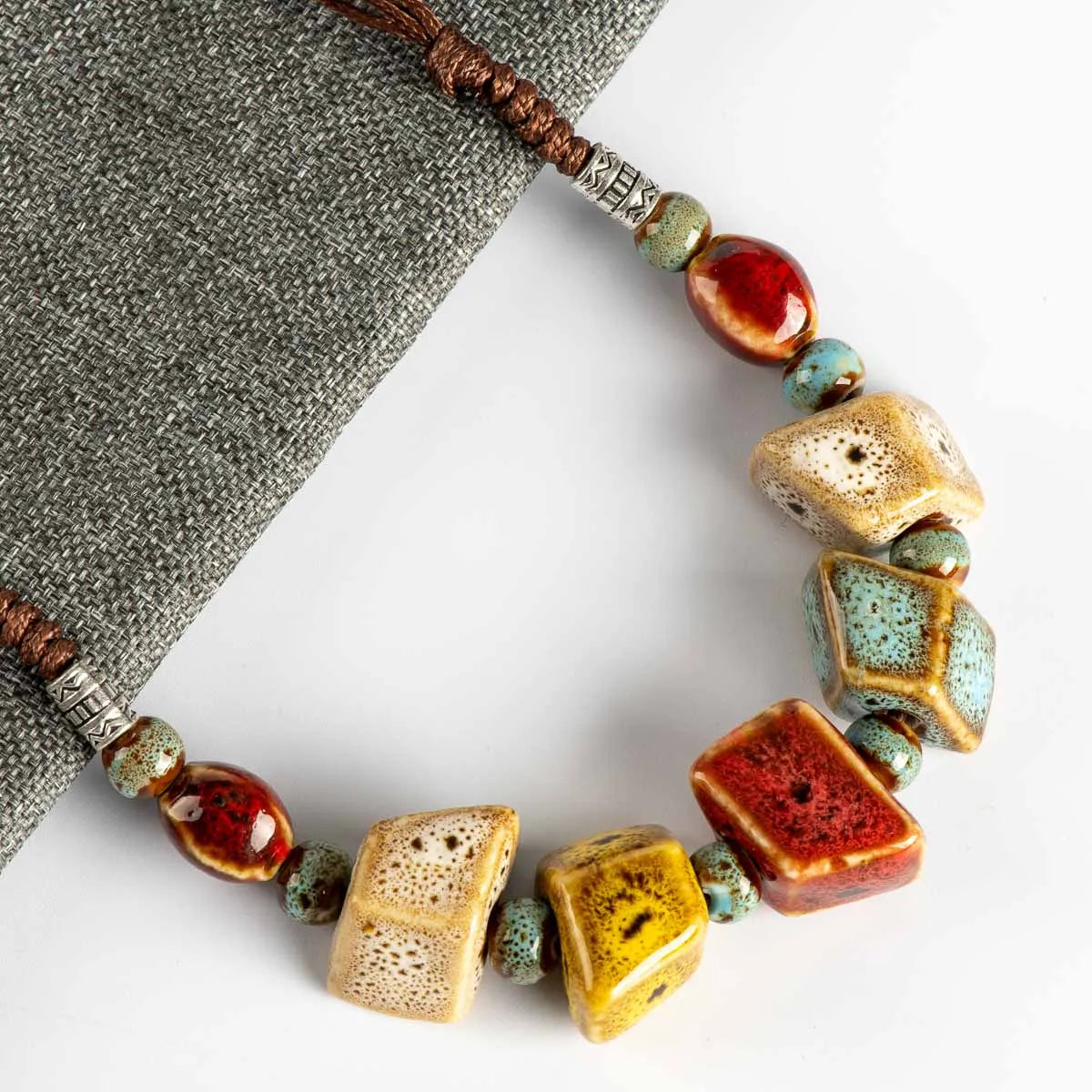 Colorful Irregular Shape Ceramic Beads Neckalce Artware Antique Necklaces & Pendants for Women #FY567