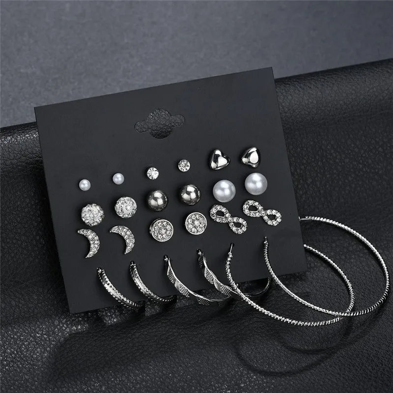 Modyle New Hot Sell Small Stud Earrings Set for Women Girl Punk Stud Earrings Set Personality Party Jewelry Brincos