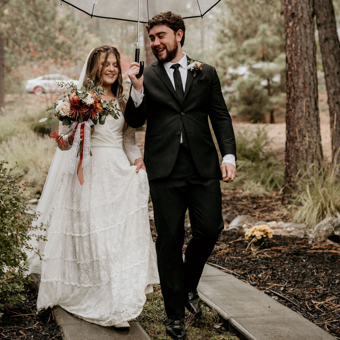 Bohemian Lace Wedding Dress Wrap Neckline With Fringes #1363