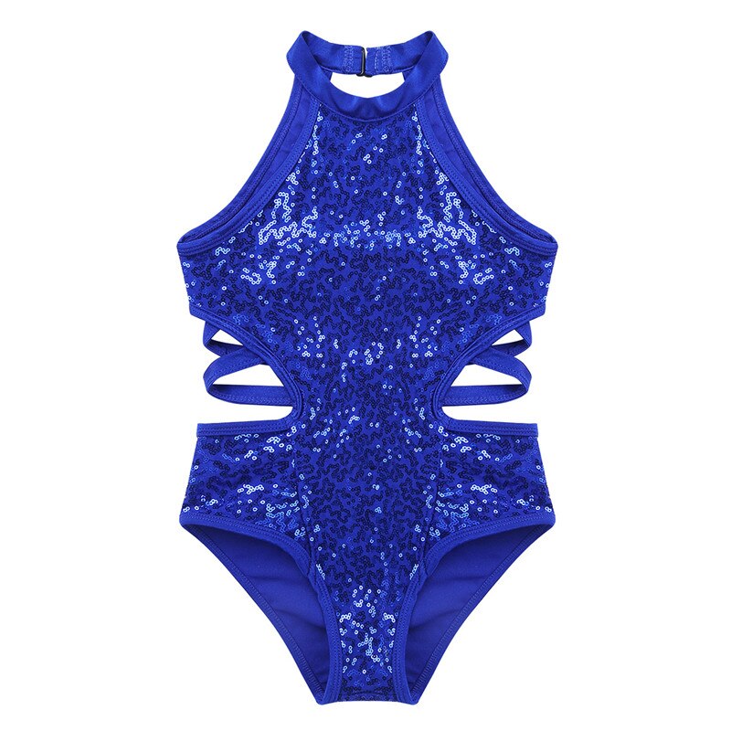 Kids Girls Gymnastics Leotards Child Sparkly Sequins Dancewear Sleeveless
