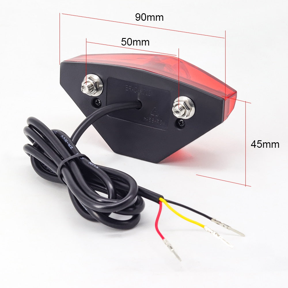 WEXPLORE Ebike Brake Rear Light Electric Bicycle Tail Light Input DC6V 12V 24V 36V 48V 60V 72V LED Ebike Rack Light E Bike Lamp