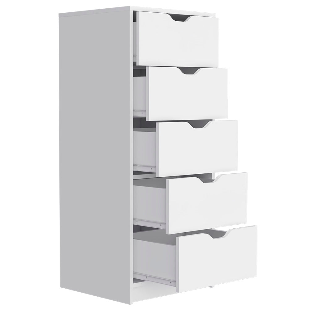 Kamran Dresser, Five Drawer Narrows -White