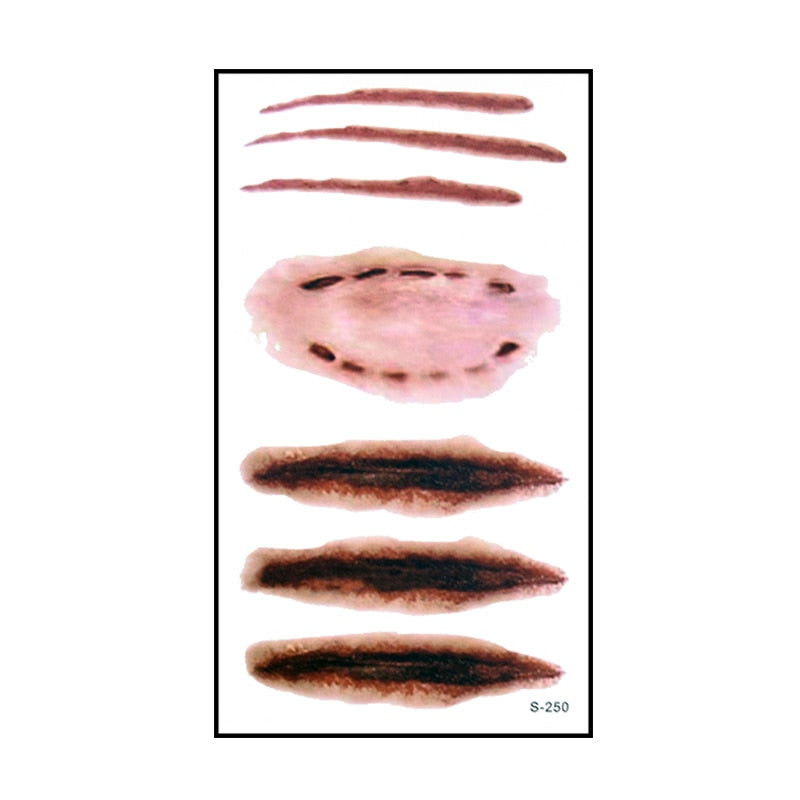 6pcs Halloween Bloody Wound Tattoo Stickers Trick Scary Waterproof Temporary Tattoo DIY Fake Tattoo Halloween Party Decoration
