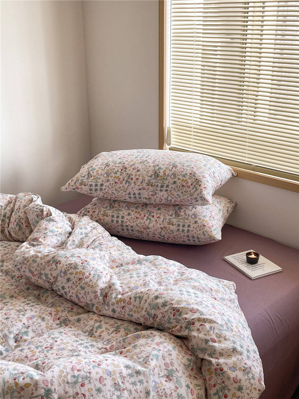 Double Layer Cotton Bedding Set Infant Class Softness Floral Design Duvet Cover Bed Sheet Pillowcases 4 Pieces Bedding Set