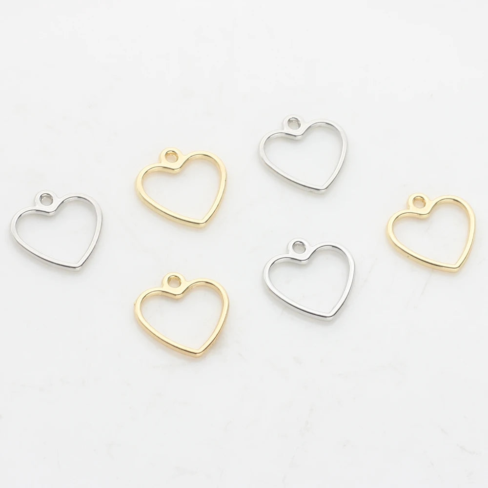20pcs/Lot 12MM Zinc Alloy Mini Sweet Hollow Love Heart Shape Charms for DIY Earrings Jewelry Making Accessories