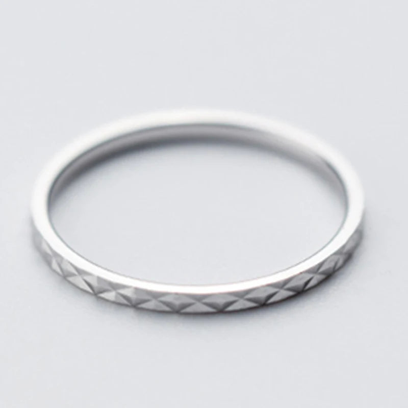 925 Sterling Silver Ring Fashion Simple Glint Gleam Fine Ring Thin Little Finger Ring for Women Jewelry