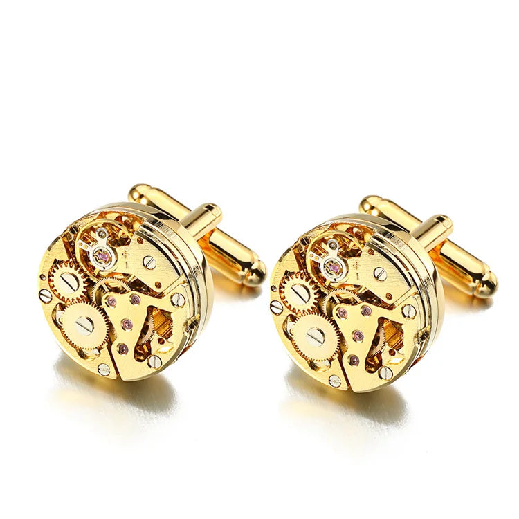 Hot Watch Movement Cufflinks for Immovable Stainless Steel Steampunk Gear Watch Mechanism Cuff Links for Mens Relojes Gemelos