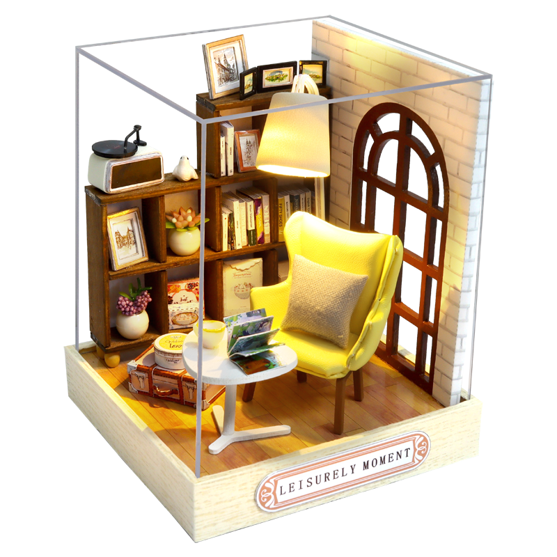 Doll House Furniture Diy Miniature 3D Wooden Miniaturas Dollhouse Toys for Children Birthday Casa Kitten Diary H013