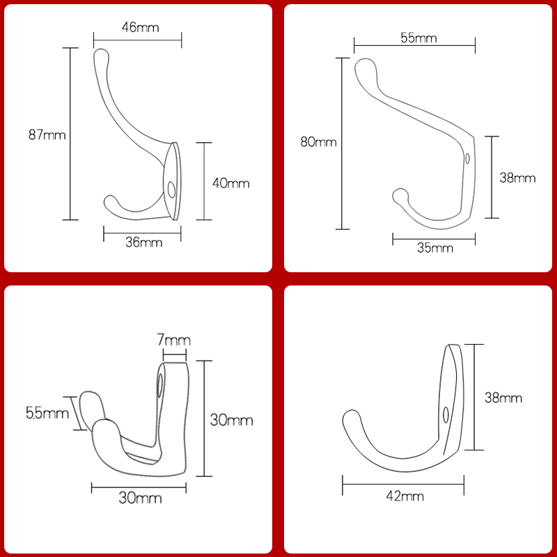 KAK 5pcs/Lot Zinc Alloy Bronze Clothes Hangers Wall Hooks Coat Bag Hat Hanging Hooks Bathroom Kitchen Anitque Racks With Screws