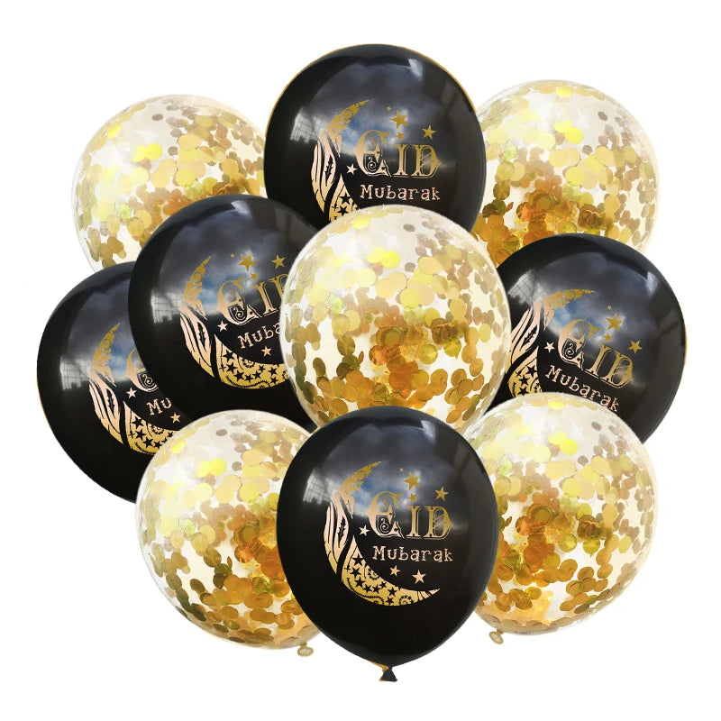 10Pcs Eid Mubarak Latex Balloon Ramadan Kareem Decoration Air Globos Ramadan Mubarak Muslim Islamic Festival Party Supplies 2024