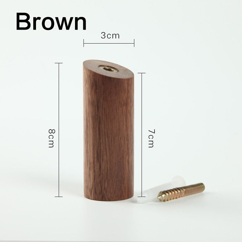 Natural Wood Clothes Hanger Wall Mounted Coat Hook Decorative Key Holder Hat Sca
