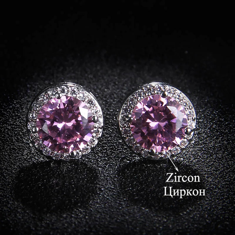 Classic Green AAA Cubic Zirconia Stud Earrings Round Crystal Girl Ear Studs for Women Multicolor Jewelry Brincos AE176