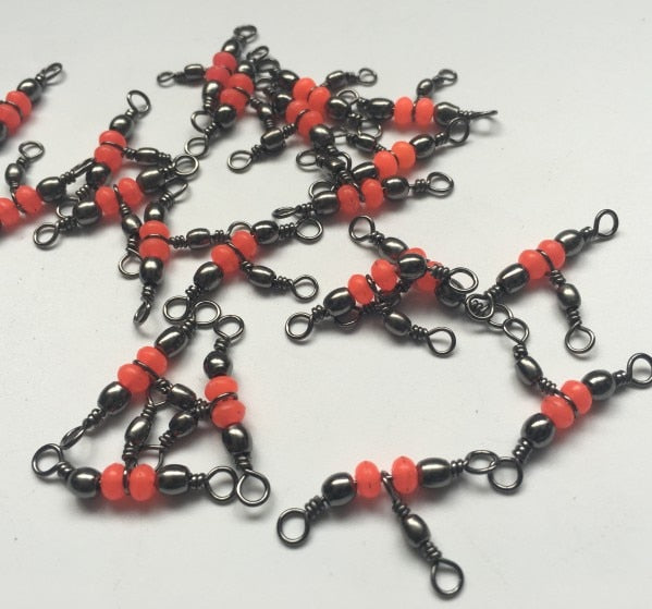 Rompin 20Pcs/Lot 3 Way Fishing Rolling Brass Barrel Triple Swivels Bearing Connector Solid Ring Fishing Fishing Tackle Accessory