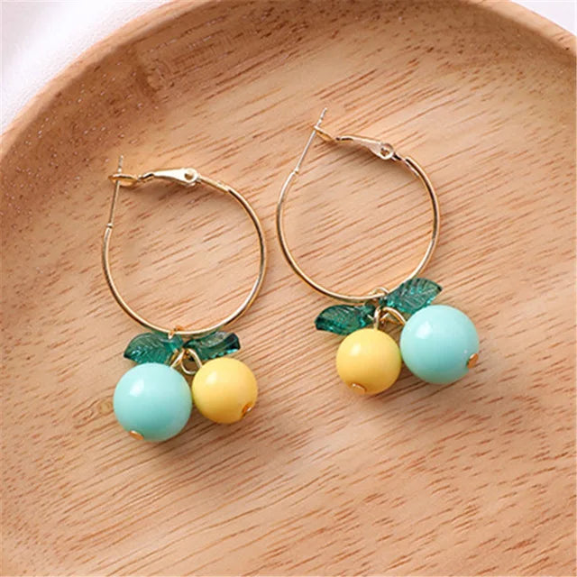 Korean Sweet Youth Girl Student Fruit Cherry Earrings Fresh Simple Cute Women Earrings Ear Clips Banquet Accessories