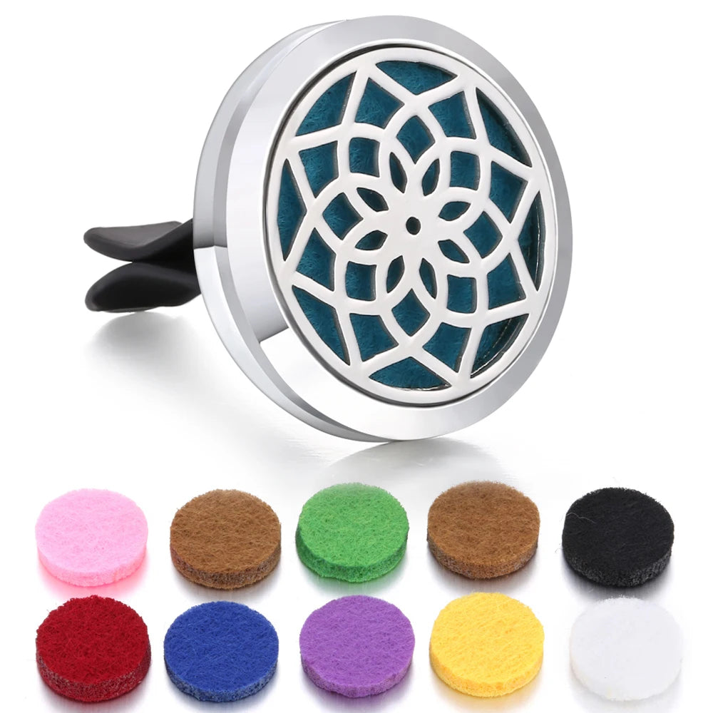 Aromatherapy Jewelry Car Perfume Diffuser Clip 30mm Flower Tree of Life Perfume Essential Oil Diffuser Locket Pendant Necklace