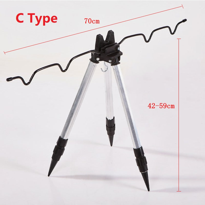 Aluminum Alloy Telescopic 5 / 7 Groove Fishing Rods Holder Portable Collapsible Fishing Stand Sea Fishing Pole Bracket