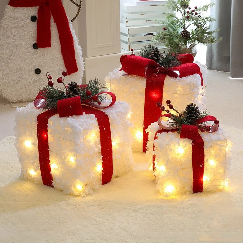 Creative Ornaments Christmas Decoration Glowing Christmas Deer Christmas Tree Ornaments Reindeer Family New Year Decoration