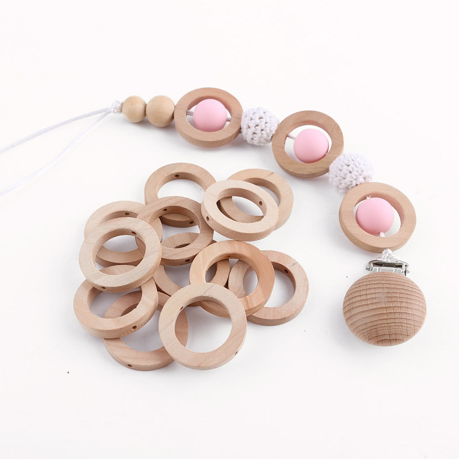 20PCS 25*8MM Wood Teether DIY Crafts for Baby Nursing Bracelets Necklace Wooden Rings Children'S Goods Teething Wooden Blank Toy