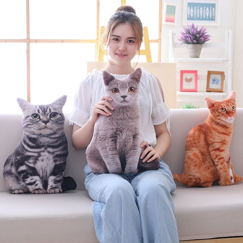 1PCS 50CM 3D Simulation Cat Plush Stuffed Soft Pillow Cute Lifelike Dog Sofa Bedroom Cushion Kids Toys Home Decoration