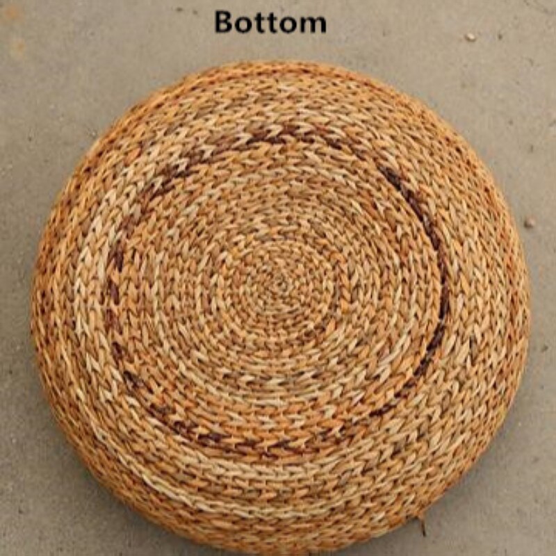 Handcrafted Eco-Friendly Breathable Padded Knitted Straw Seat Cushion Banana Bark Pouf Ottoman Floor Seating Tatami Furniture
